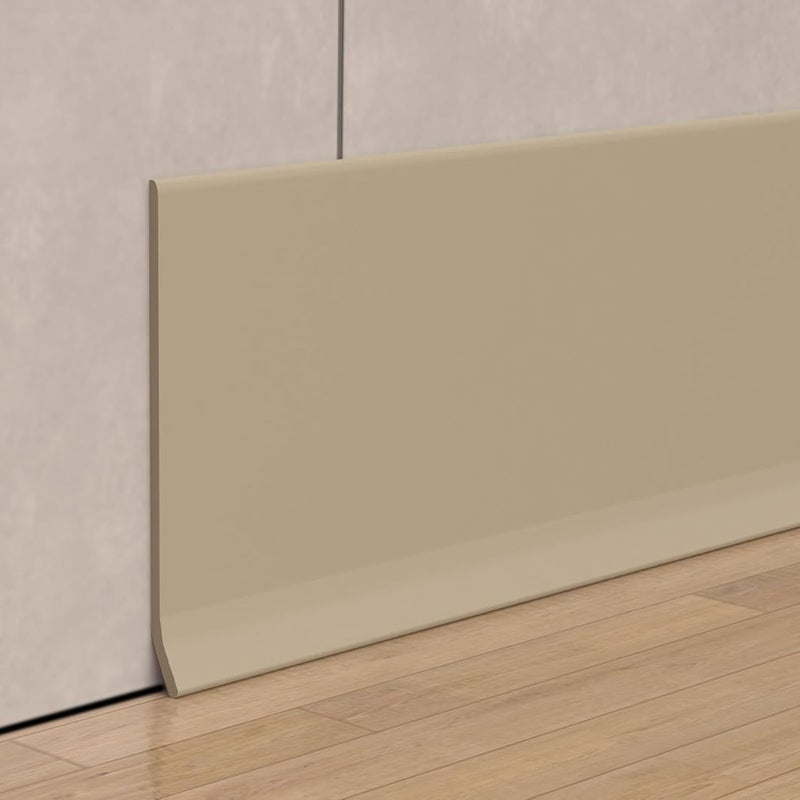 Risunpet تقليم قاعدة الجدار القابل للتقشير واللصق، قاعدة جدارية من الفينيل المطاطي بارتفاع 4 بوصات، تقليم مرن لقاعدة الجدار، تقليم قاعدة لاصق من المطاط (40 قدم، بيج) - Image 1